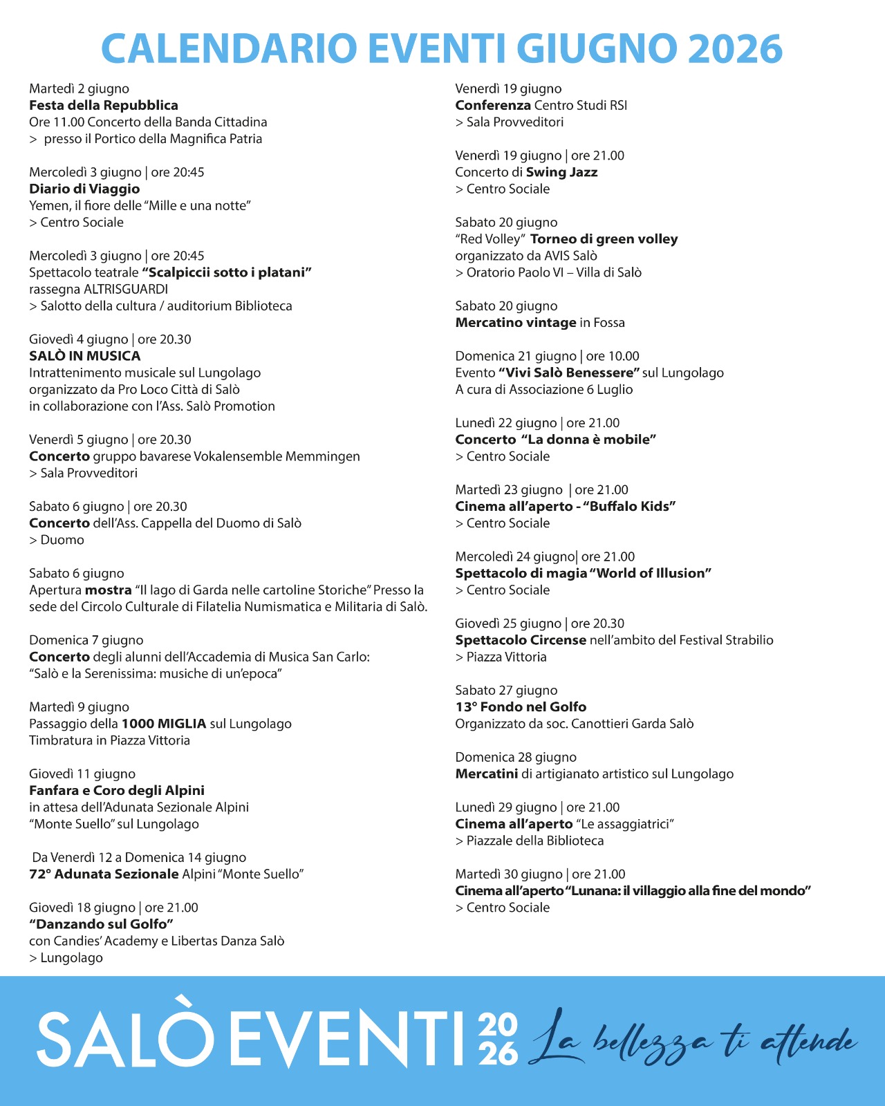 eventi di GIUGNO