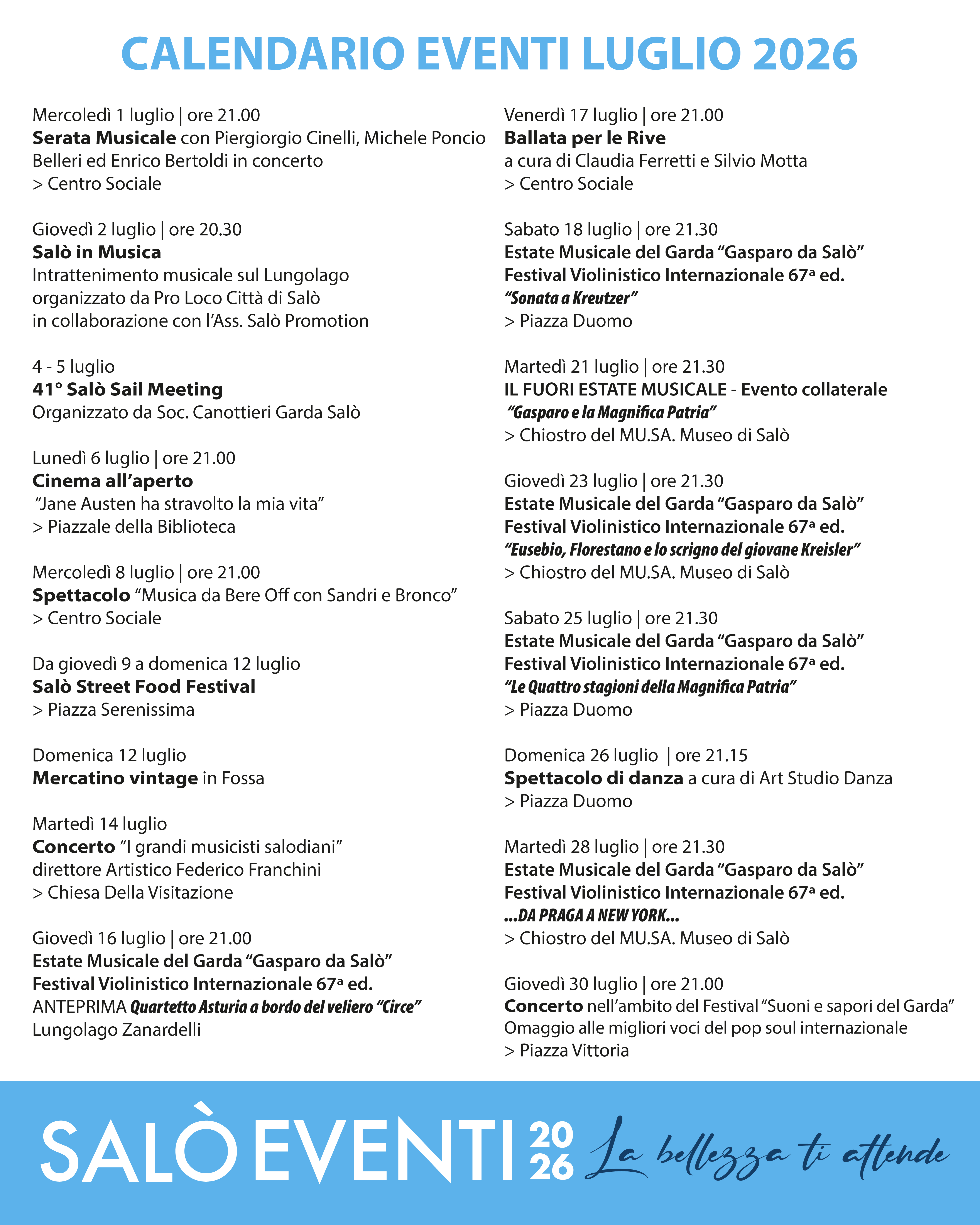 eventi di LUGLIO