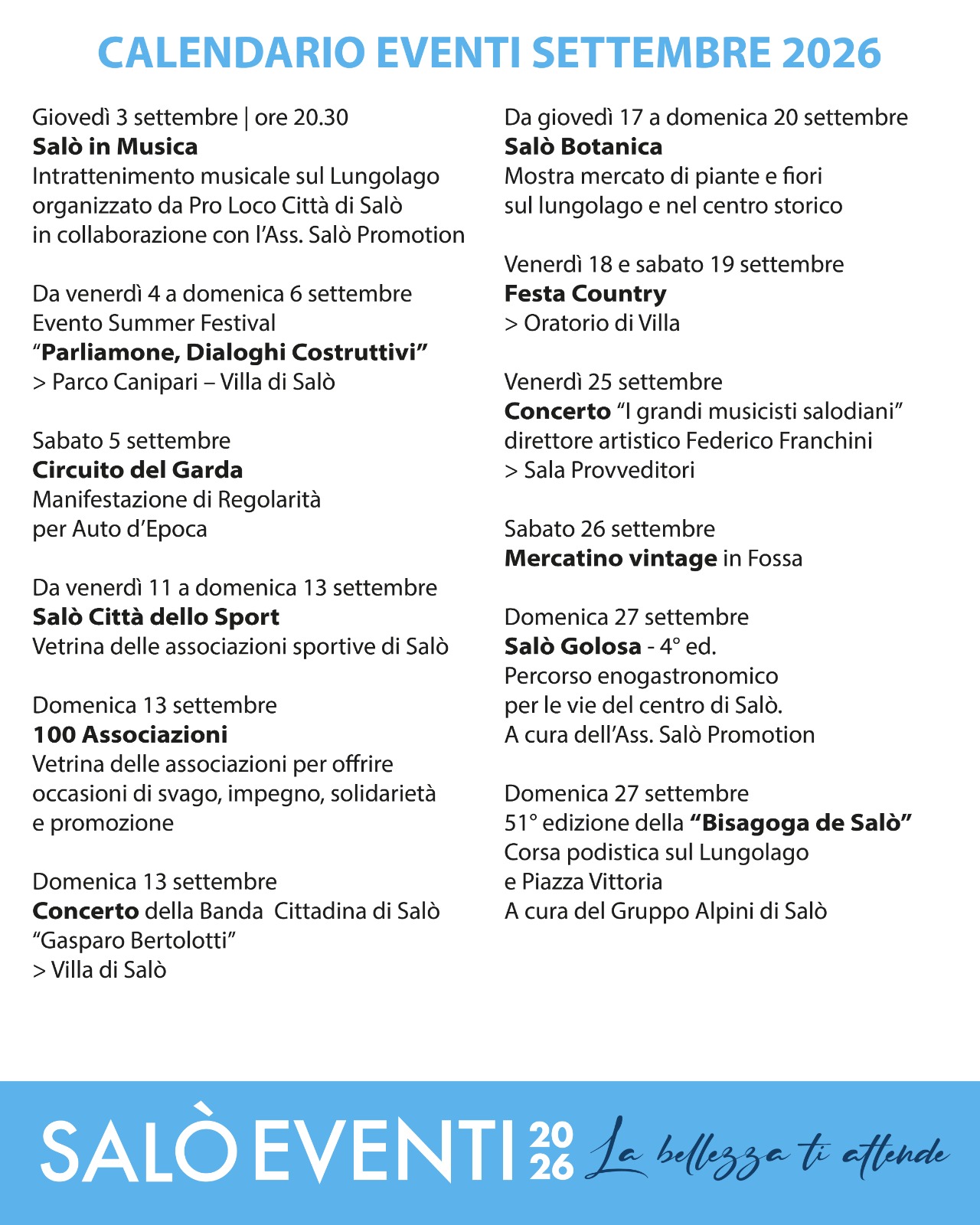 eventi di SETTEMBRE